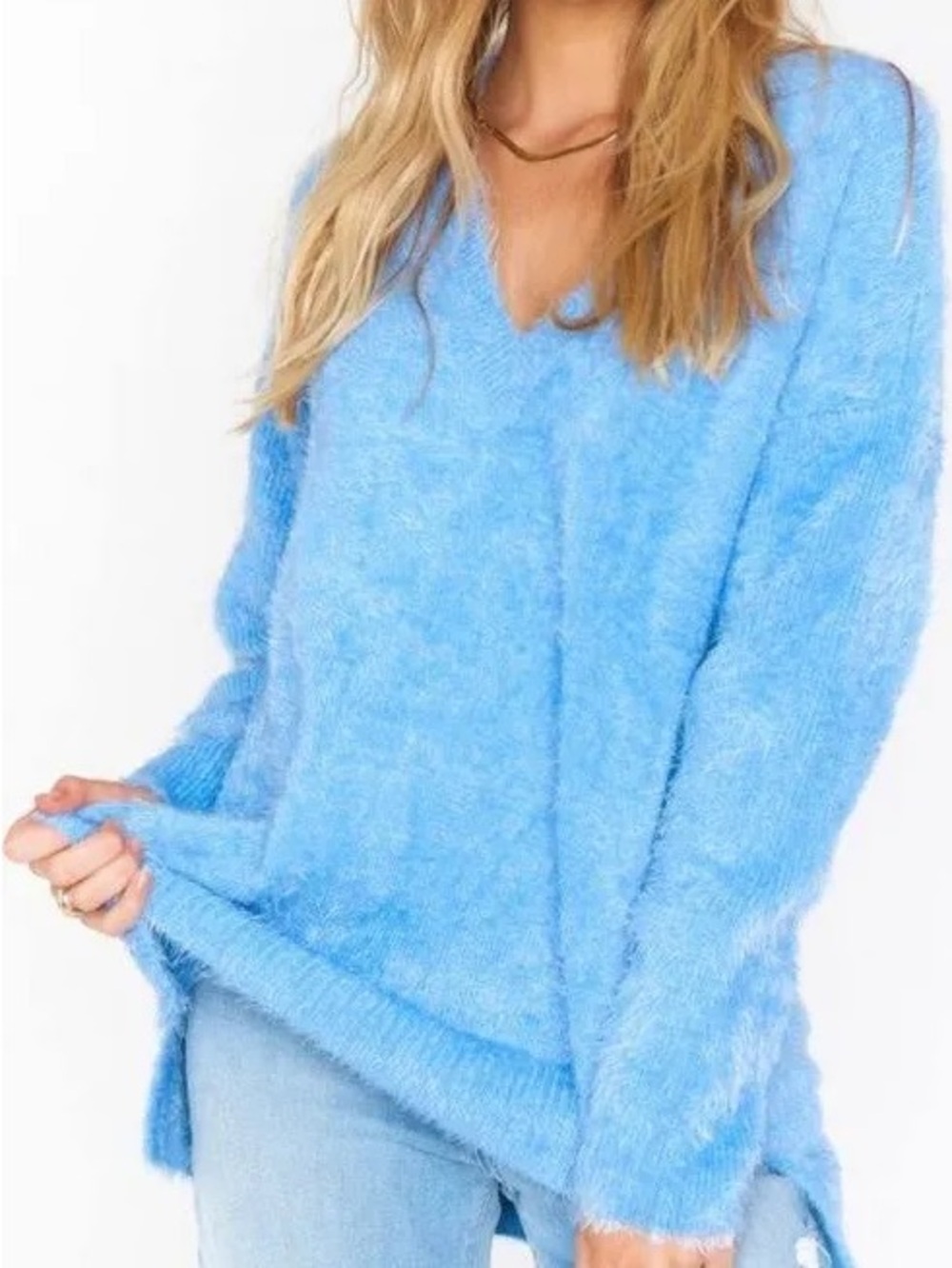 Show Me Your Mumu Fuzzy Blue Sweater